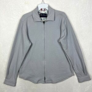 Robert Graham Full Zip Sweater Jacket Mens Medium Gray Track Knit Lightweight